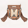 LC-ADBGS146 Southwestern Wool Blanket & Tooled Leather Shoulder Bag - Western Fringe Crossbody