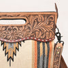 LC-ADBGS146 Southwestern Wool Blanket & Tooled Leather Shoulder Bag - Western Fringe Crossbody
