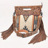 LC-ADBGS146 Southwestern Wool Blanket & Tooled Leather Shoulder Bag - Western Fringe Crossbody