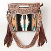 LC-ADBGS146 Southwestern Wool Blanket & Tooled Leather Shoulder Bag - Western Fringe Crossbody
