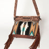 LC-ADBGS146 Southwestern Wool Blanket & Tooled Leather Shoulder Bag - Western Fringe Crossbody
