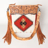 ADBG510 American Darling Signature Cross Body Bag - Hand Tooled Floral Leather & Woven Saddle Blanket