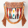 ADBG510 American Darling Signature Cross Body Bag - Hand Tooled Floral Leather & Woven Saddle Blanket