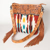 ADBG510 American Darling Signature Cross Body Bag - Hand Tooled Floral Leather & Woven Saddle Blanket