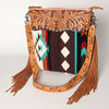ADBG510 American Darling Signature Cross Body Bag - Hand Tooled Floral Leather & Woven Saddle Blanket