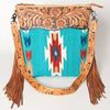 ADBG510 American Darling Signature Cross Body Bag - Hand Tooled Floral Leather & Woven Saddle Blanket