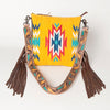 ADBG891 American Darling Hand-Woven Saddle Blanket Large Cross body Bag | Tooled Leather Fringed Purse