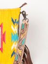 ADBG891 American Darling Hand-Woven Saddle Blanket Large Cross body Bag | Tooled Leather Fringed Purse