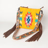 ADBG891 American Darling Hand-Woven Saddle Blanket Large Cross body Bag | Tooled Leather Fringed Purse