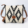 ADBG891 American Darling Hand-Woven Saddle Blanket Large Cross body Bag | Tooled Leather Fringed Purse