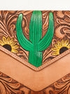ADBGA290 American Darling Hand Tooled Floral Carved Leather Envelope with Fringes