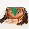 ADBGA290 American Darling Hand Tooled Floral Carved Leather Envelope with Fringes