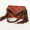 ADBGA290 American Darling Hand Tooled Floral Carved Leather Envelope with Fringes