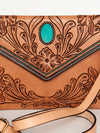 ADBGA290 American Darling Hand Tooled Floral Carved Leather Envelope with Fringes