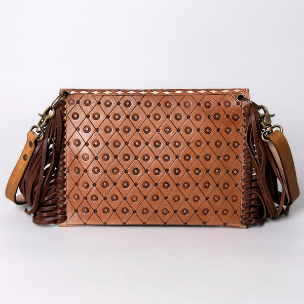 ADBGA290 American Darling Hand Tooled Floral Carved Leather Envelope with Fringes