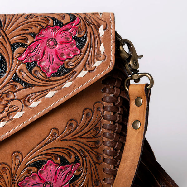ADBGA290 American Darling Hand Tooled Floral Carved Leather Envelope with Fringes