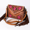 ADBGA290 American Darling Hand Tooled Floral Carved Leather Envelope with Fringes