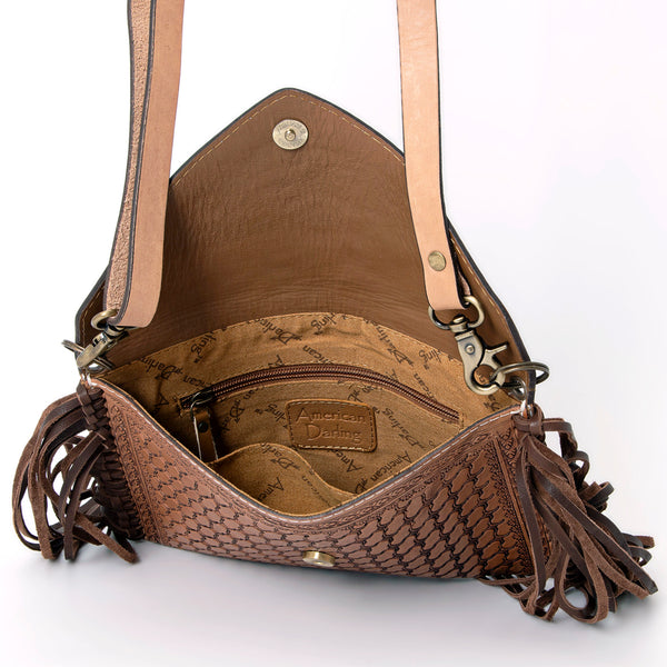 ADBGA290 American Darling Hand Tooled Floral Carved Leather Envelope with Fringes