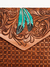 ADBGA290 American Darling Hand Tooled Floral Carved Leather Envelope with Fringes