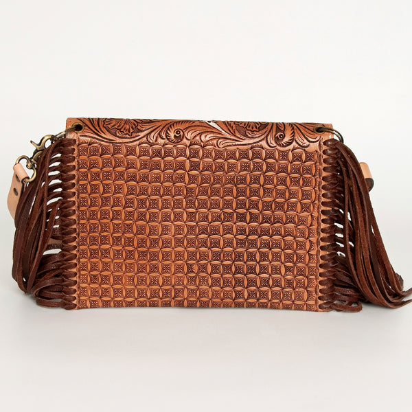 ADBGA290 American Darling Hand Tooled Floral Carved Leather Envelope with Fringes