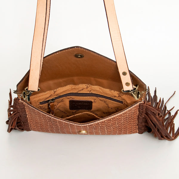 ADBGA290 American Darling Hand Tooled Floral Carved Leather Envelope with Fringes