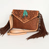 ADBGA290 American Darling Hand Tooled Floral Carved Leather Envelope with Fringes