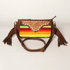 ADBGA188 American Darling Southwestern Wool & Leather Fringe Crossbody Bag with Hand-Tooled Flap