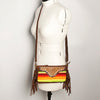 ADBGA188 American Darling Southwestern Wool & Leather Fringe Crossbody Bag with Hand-Tooled Flap