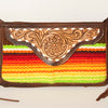 ADBGA188 American Darling Southwestern Wool & Leather Fringe Crossbody Bag with Hand-Tooled Flap