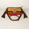 ADBGA188 American Darling Southwestern Wool & Leather Fringe Crossbody Bag with Hand-Tooled Flap
