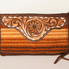 ADBGA188 American Darling Southwestern Wool & Leather Fringe Crossbody Bag with Hand-Tooled Flap