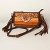 ADBGA188 American Darling Southwestern Wool & Leather Fringe Crossbody Bag with Hand-Tooled Flap