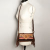 ADBGA188 American Darling Southwestern Wool & Leather Fringe Crossbody Bag with Hand-Tooled Flap