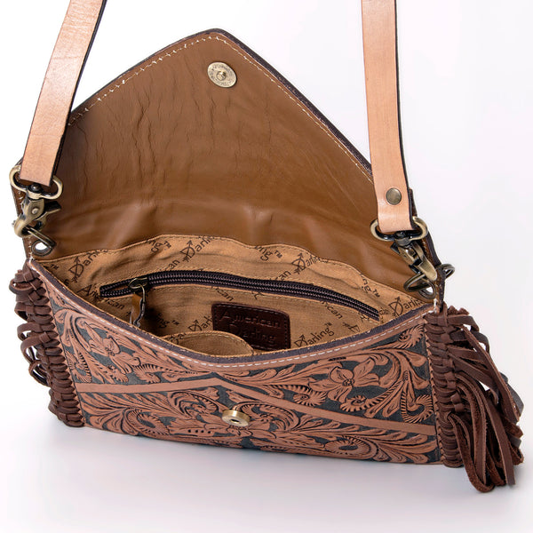 ADBGA290 American Darling Hand Tooled Floral Carved Leather Envelope with Fringes