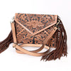 ADBGA290 American Darling Hand Tooled Floral Carved Leather Envelope with Fringes