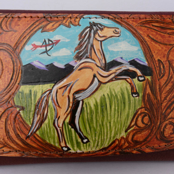 ADBGM112 Hand-Painted Leather Wallet Clutch - Western Design by American Darling
