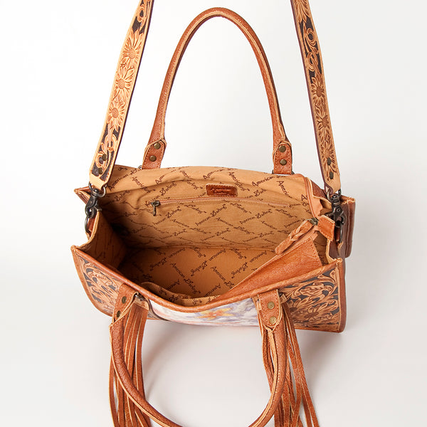 ADBG230 American Darling Western Tote Bag - Handcrafted Hair-On Cowhide & Hand-Tooled Leather