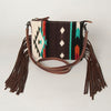 ADBG236 American Darling Cross body Bag with Woven Saddle Blanket & Fringes