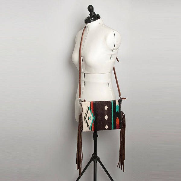 ADBG236 American Darling Cross body Bag with Woven Saddle Blanket & Fringes