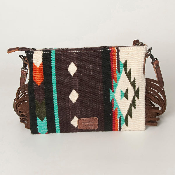 ADBG236 American Darling Cross body Bag with Woven Saddle Blanket & Fringes