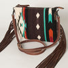 ADBG236 American Darling Cross body Bag with Woven Saddle Blanket & Fringes