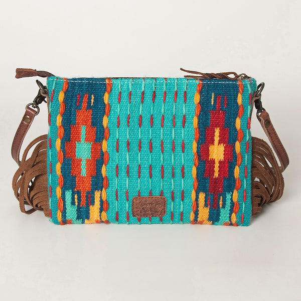 ADBG236 American Darling Cross body Bag with Woven Saddle Blanket & Fringes