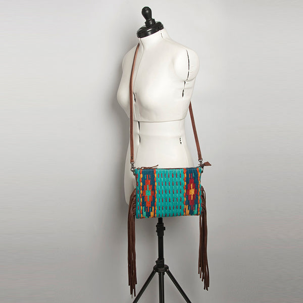 ADBG236 American Darling Cross body Bag with Woven Saddle Blanket & Fringes