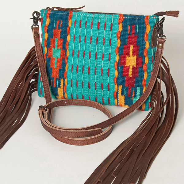 ADBG236 American Darling Cross body Bag with Woven Saddle Blanket & Fringes