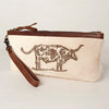 ADBG344 American Darling Western Leather Wristlet Bag in White Hair-On Cowhide