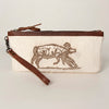ADBG344 American Darling Western Leather Wristlet Bag in White Hair-On Cowhide