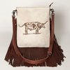 ADBGS192 Cowhide Large Crossbody Bag with Tooled Strap & Fringe - Western Rodeo Purse