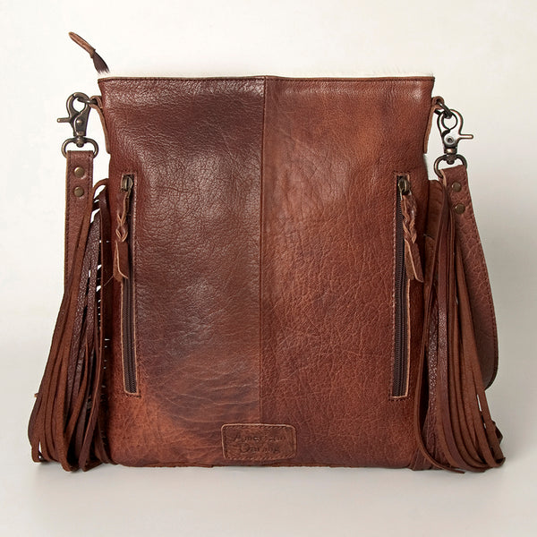 ADBGS192 Cowhide Large Crossbody Bag with Tooled Strap & Fringe - Western Rodeo Purse