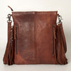 ADBGS192 Cowhide Large Crossbody Bag with Tooled Strap & Fringe - Western Rodeo Purse