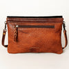 ADBGS178 Black Cowhide Leather Envelope Bag with Cowboy Horse Embroidery - Western Sling Purse